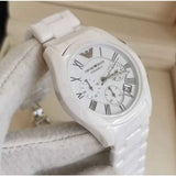 Emporio Armani Chronograph Ceramic White Dial Watch For Women - AR1403