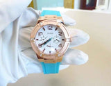 Guess Jet Setter White Dial Turquoise Silicone Strap Watch For Women - W0564L3