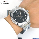 Tissot PR 100 Sport Quartz Black Dial Silver Steel Strap Watch For Men - T101.610.11.051.00