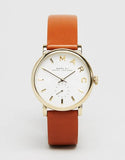 Marc Jacobs Baker White Dial Brown Leather Strap Watch for Womern - MBM1316