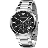 Emporio Armani Classic Chronograph Black Dial Silver Steel Strap Watch For Men - AR2434