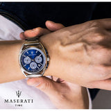 Maserati Trimarano Chronograph Blue Dial Silver Steel Strap Watch For Men - R8873632004