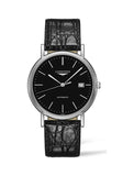 Longines Presence 38.5mm Automatic Black Dial Black Leather Strap Watch for Men - L4.921.4.52.2