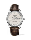 Longines Master Collection Automatic 38.5mm Silver Diamond Dial Brown Leather Strap Watch for Men - L2.755.4.77.3