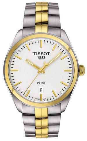 Tissot T Classic PR 100 Sport Chic White Dial Two Tone Steel Strap Watch For Women - T101.210.22.031.00