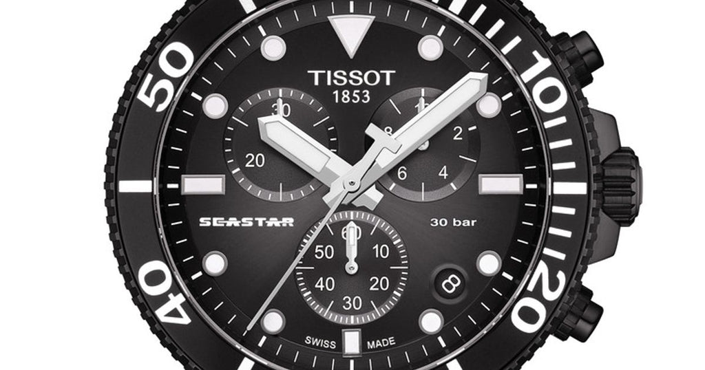 Tissot Seaster 1000 Chronograph Black Dial Black Silicone Strap