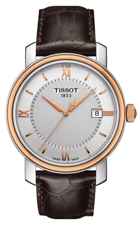 Tissot Bridgeport Lady White Dial Brown Leather Strap Watch For Women