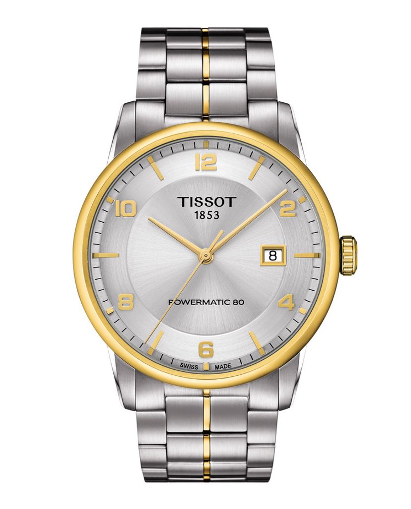 Tissot Luxury Powermatic 80 Gold Dial Silver Steel Strap Watch For 