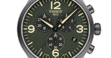 Tissot T Sport Chrono XL Green Dial Brown Leather Strap Watch For Men - T116.617.36.097.00