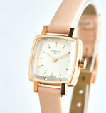 Tissot T Lady Lovely Square White Dial Pink Leather Strap Watch For Women - T058.109.36.031.00