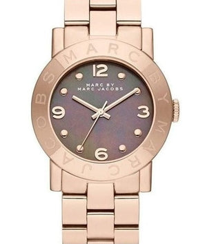 Marc Jacobs Black Dial Rose Gold Stainless Steel Strap Watch for Women - MBM8610