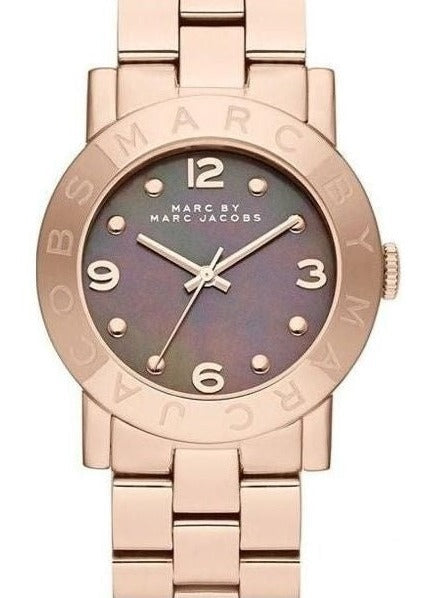 Marc Jacobs Black Dial Rose Gold Stainless Steel Strap Watch for Women - MBM8610