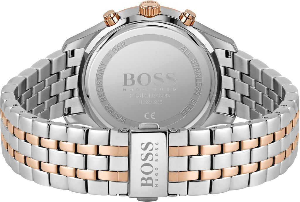 Hugo Boss Associate Chronograph Black Dial Two Tone Steel Strap Watch for  Men