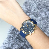 Guess Catalina Blue Gold Tone Blue Silicone Strap Watch For Women - W0562L2