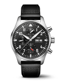 IWC Pilot's Watch Chronograph Black Dial Black Leather Strap Watch for Men - IW377709