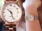 Marc Jacobs Baker White Dial Rose Gold Stainless Steel Watch for Women - MBM3248