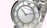 Emporio Armani Gianni T-Bar Mother of Pearl Dial Silver Stainless Steel Watch For Women - AR1908
