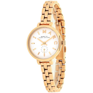Marc Jacobs Sally White Dial Rose Gold Steel Strap Watch for Women - MBM8643