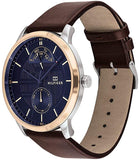 Tommy Hilfiger Hunter Blue Dial Brown Leather Strap Watch for Men - 1791605