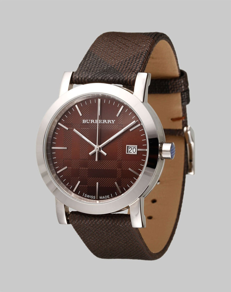 Burberry Smoked Brown Dial Brown Leather Strap Watch for Women - BU1775