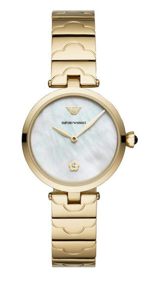 Emporio Armani Arianna Mother of Pearl Dial Gold Steel Strap Watch For Women - AR11198