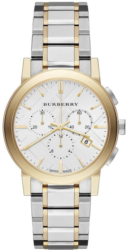 Burberry The City White Dial Two Tone Steel Strap Watch for Men - BU9751