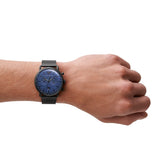 Emporio Armani Aviator Chronograph Blue Dial Black Mesh Bracelet Watch For Men - AR11201