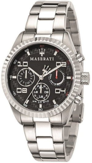 Maserati Competizione Chronograph Black Dial Silver Steel Strap Watch For Men - R8853100012