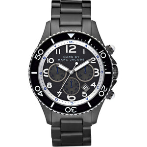 Marc Jacobs Rock Chronograph Limited Edition Anthracite Dial Black Stainless Steel Strap Watch for Women - MBM5025