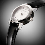 Burberry The City White Dial Black Leather Strap Watch for Women - BU9206
