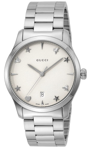 Gucci G Timeless White Dial Silver Steel Strap Watch For Women - YA1264028A