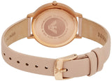 Emporio Armani Kappa Rose Gold & White Dial Beige Nude Leather Strap Watch For Women - AR2510