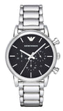 Emporio Armani Chronograph Black Dial Silver Steel Strap Watch For Men - AR1853