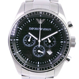 Emporio Armani Sportivo Chronograph Black Dial Silver Stainless Steel Watch For Men - AR0585