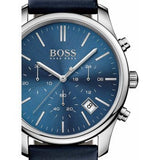 Hugo Boss Time One Blue Dial Black Leather Strap Watch for Men - 1513431