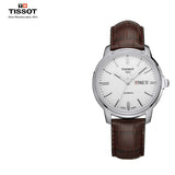 Tissot Automatics III Steel White Dial Brown Leather Strap Watch For Men - T065.430.16.031.00