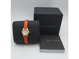 Marc Jacobs Henry Dinky White Dial Orange Leather Strap Watch for Women - MBM1236