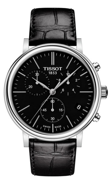 Tissot Carson Premium Chronograph Black Dial Black Leather Strap