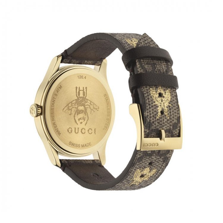 Gucci G Timeless Brown Dial Brown Leather Strap Watch For Men - YA1264068