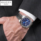 Gucci GG2570 Blue Dial Silver Steel Strap Watch For Men - YA142303