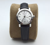 Burberry The City White Dial Black Leather Strap Watch for Women - BU9206
