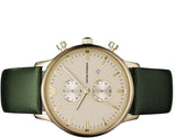 Emporio Armani Chronograph Champagne Dial Green Leather Strap Watch For Men - AR1722