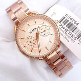 Fossil Tailor Rose Gold Dial Rose Gold Steel Strap Watch for Women - ES4264