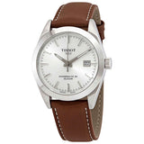 Tissot Gentleman Powermatic 80 Silicium Silver Dial Brown Leather Strap Watch For Men - T127.407.16.031.00