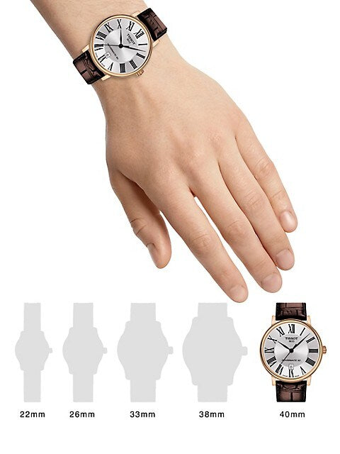 Tissot Carson Premium Powermatic 80 Silver Dial Brown Leather Strap Watch For Men - T122.407.36.033.00