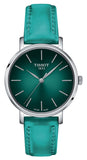 Tissot Everytime Lady Green Dial Green Leather Strap Watch for Women - T143.210.17.091.00