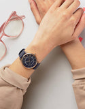 Marc Jacobs Roxy Navy Blue Dial Blue Leather Strap Watch for Women - MJ1534