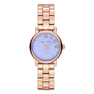 Marc Jacobs Mini Baker Blue Dial Rose Gold Stainless Steel Strap Watch for Women - MBM3285