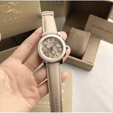 Burberry Chronograph Rose Gold Dial Beige Leather Strap Watch for Women - BU9704