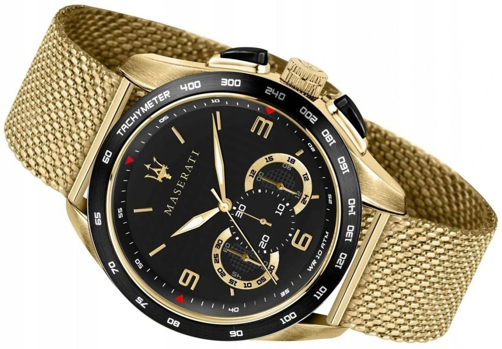 Maserati Traguardo 45mm Quartz Gold Black Dial Watch For Men Watch